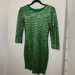 NWOTs TFNC London - Green sequin three quarter sleeve dress- small
